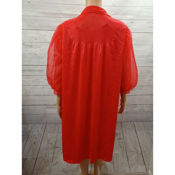 VTG Texsheen Red Sheer babydoll nightgown Set 2 Pcs Sz 34/36 - Picture 2 of 9